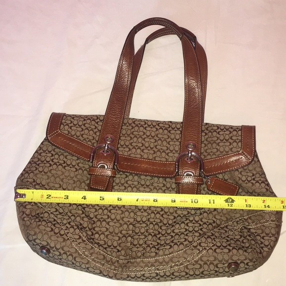 Coach Soho Brown Signature Flap Jacquard Leather Satchel F12312 - Picture 14 of 14